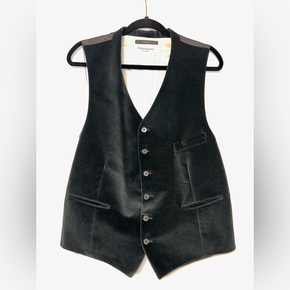 Yves Saint Laurent Teal velvet men’s vest